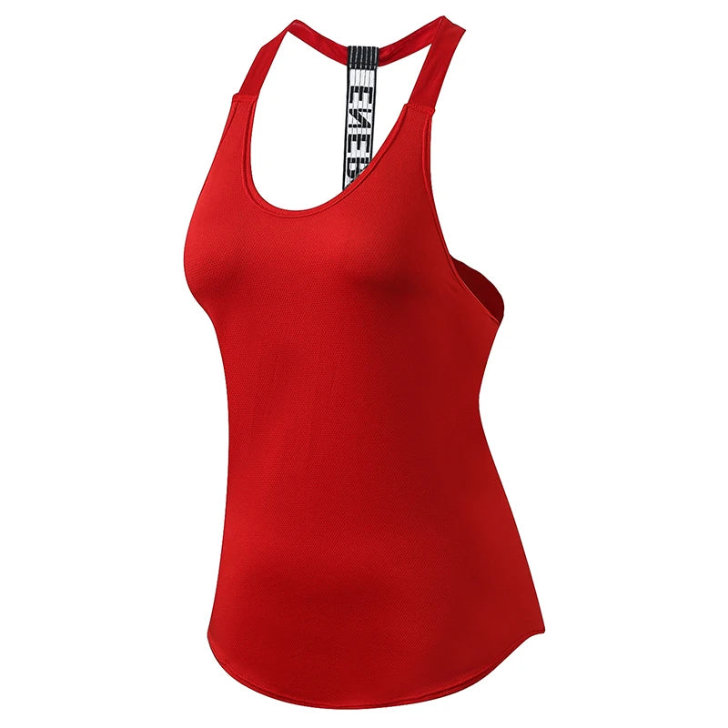 Gym Tops Women's Sports Top Letter Backless Shirts Sleeveless Yoga Tops Fitness Running Quick Dry Tank Crop Top