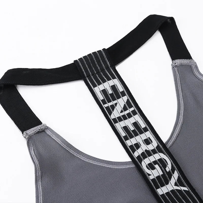 Gym Tops Women's Sports Top Letter Backless Shirts Sleeveless Yoga Tops Fitness Running Quick Dry Tank Crop Top
