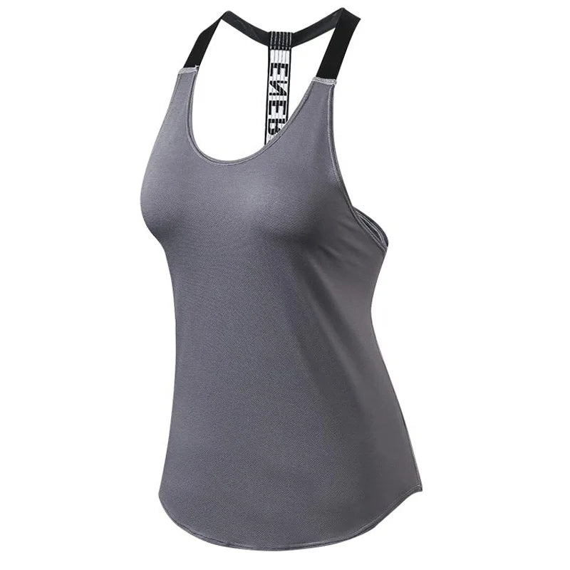 Gym Tops Women's Sports Top Letter Backless Shirts Sleeveless Yoga Tops Fitness Running Quick Dry Tank Crop Top