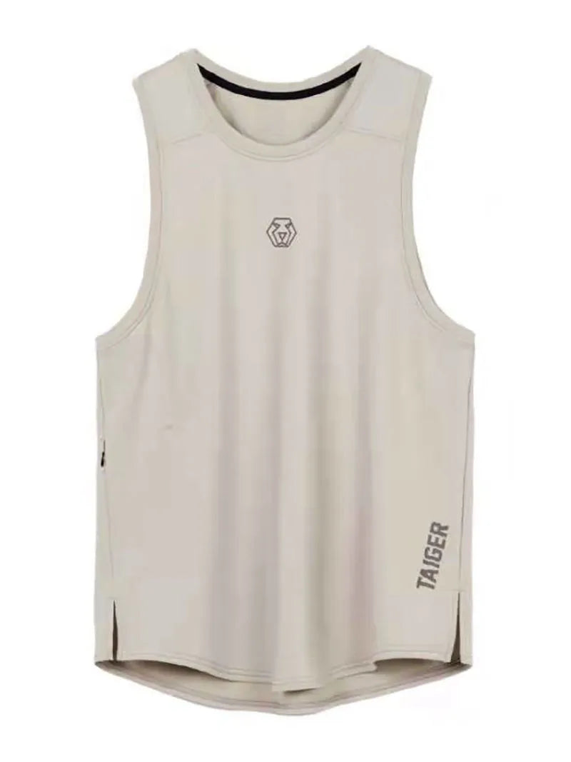 Men's Loose Fit Sleeveless Gym Tank Top — Side Zipper Pocket | Cotton Blend, M–2XL