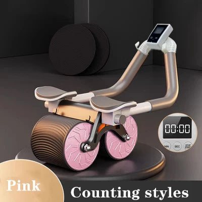 Fit Nation Pro Ab Roller Wheel with Elbow Support & Knee Pads — Digital Timer, Auto-Rebound, Phone Holder