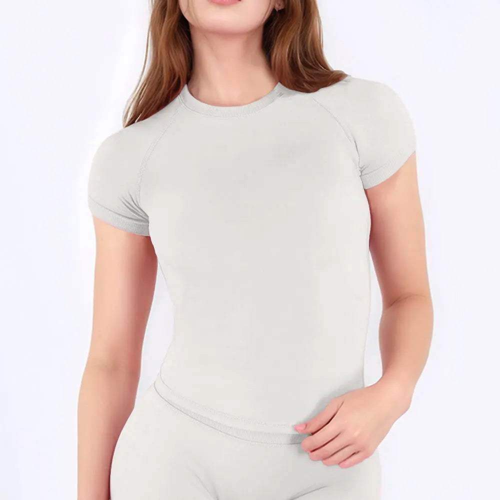 Women's Quick-Dry Sport Short Sleeve Gym Top — Seamless Breathable Yoga & Fitness Tee | XS–XL