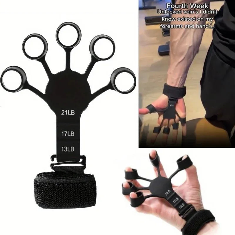 Finger Exerciser & Hand Grip Strengthener | Adjustable Silicone Forearm & Wrist Trainer