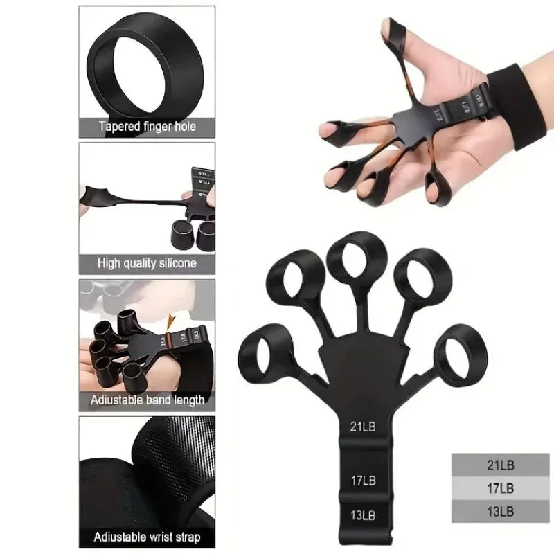 Finger Exerciser & Hand Grip Strengthener | Adjustable Silicone Forearm & Wrist Trainer