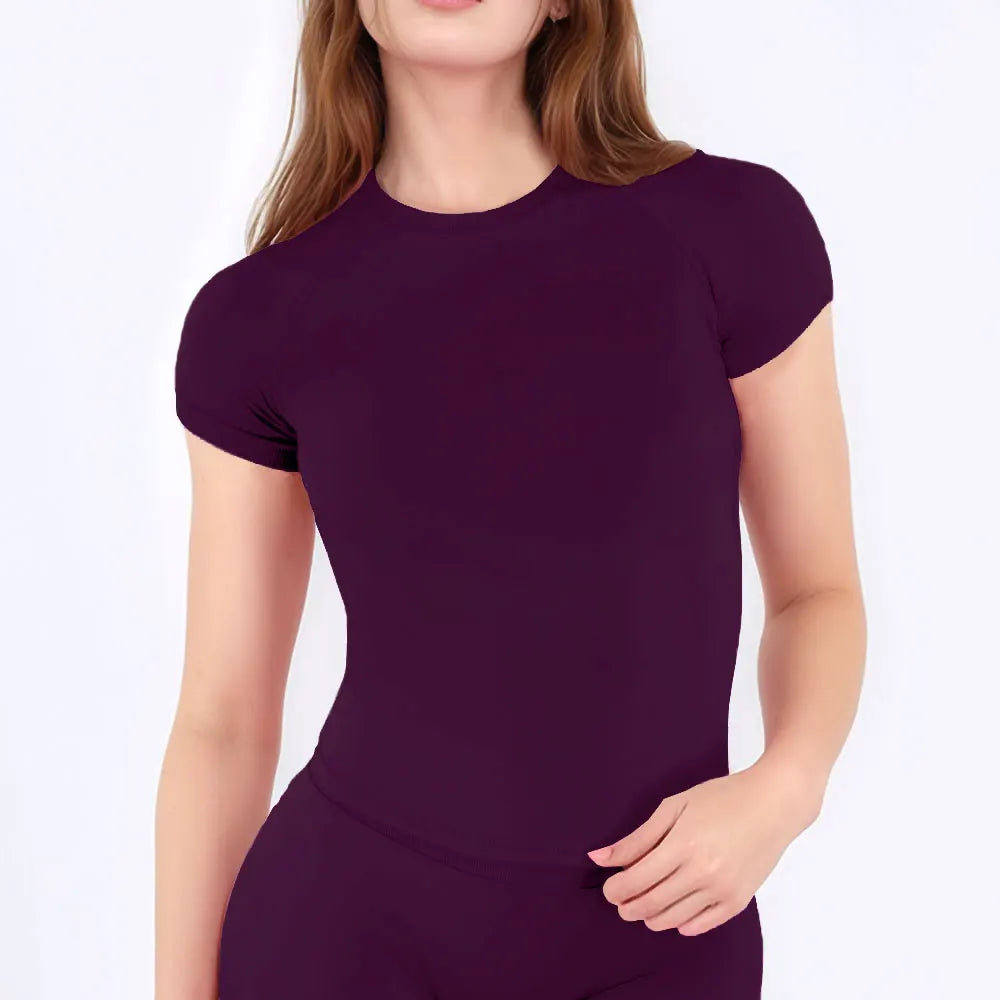 Women's Quick-Dry Sport Short Sleeve Gym Top — Seamless Breathable Yoga & Fitness Tee | XS–XL