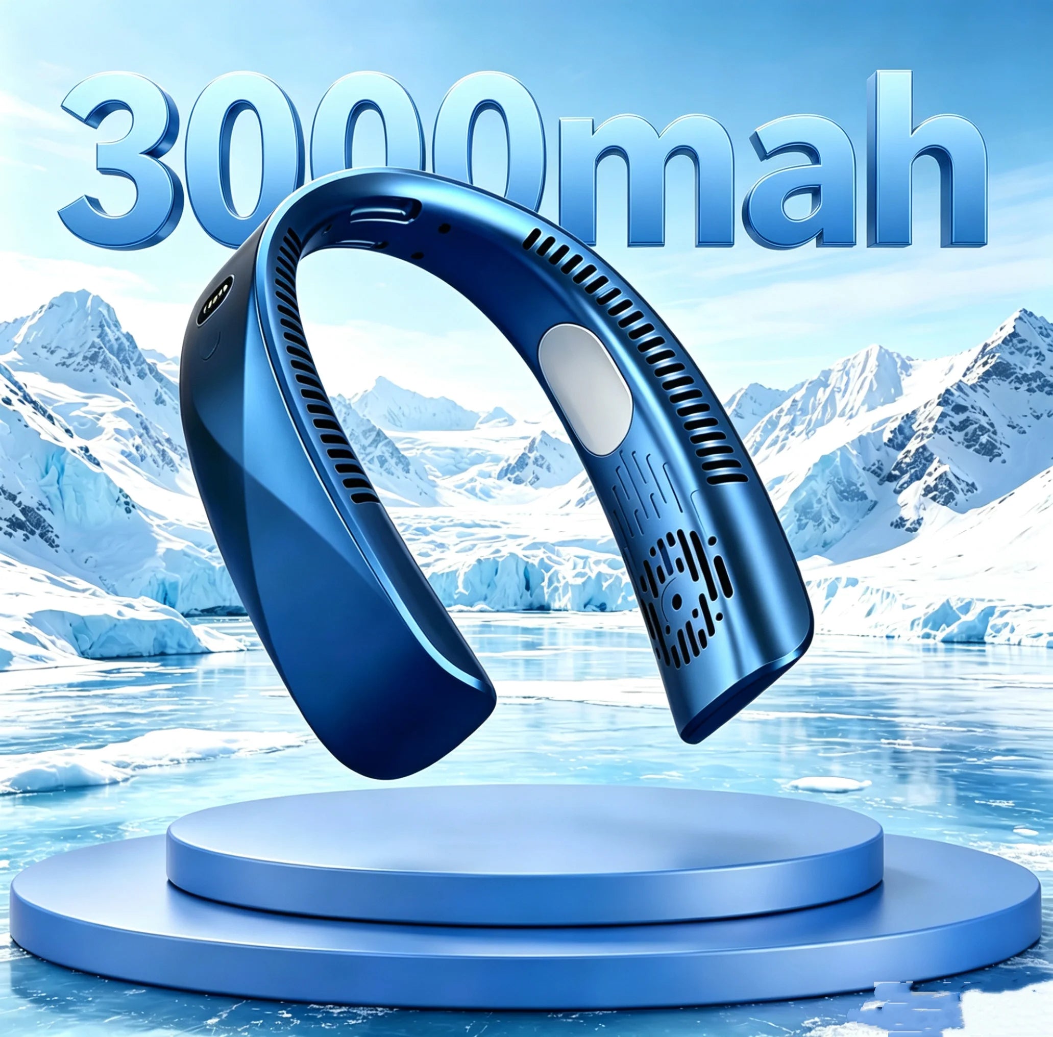 Portable Bladeless Neck Fan — 8000mAh, 100 Speed Settings, LED Display, USB Rechargeable