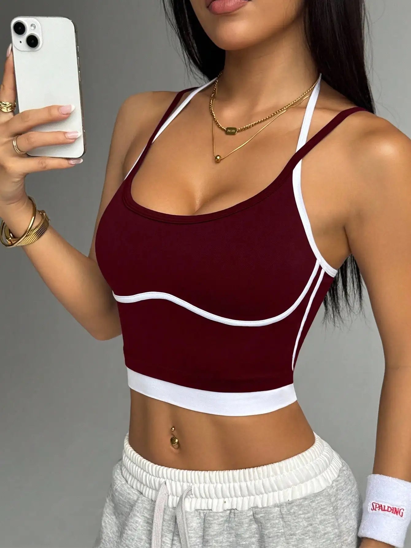 Women's Color-Block Sports Bra Vest | Shock-Absorbing Fitness Running & Yoga Top
