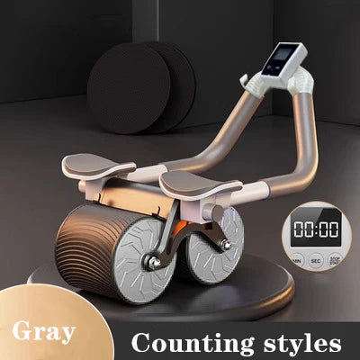 Fit Nation Pro Ab Roller Wheel with Elbow Support & Knee Pads — Digital Timer, Auto-Rebound, Phone Holder