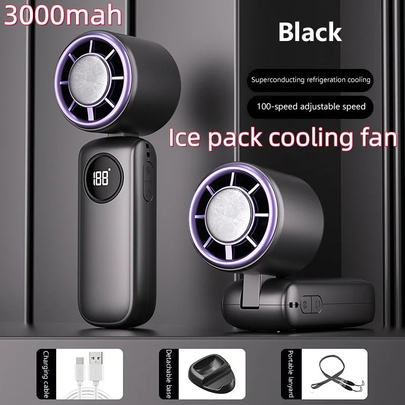 Portable Bladeless Neck Fan — 8000mAh, 100 Speed Settings, LED Display, USB Rechargeable