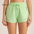 Women's Athletic Shorts — High Waist Drawstring Yoga Running Shorts with Pockets