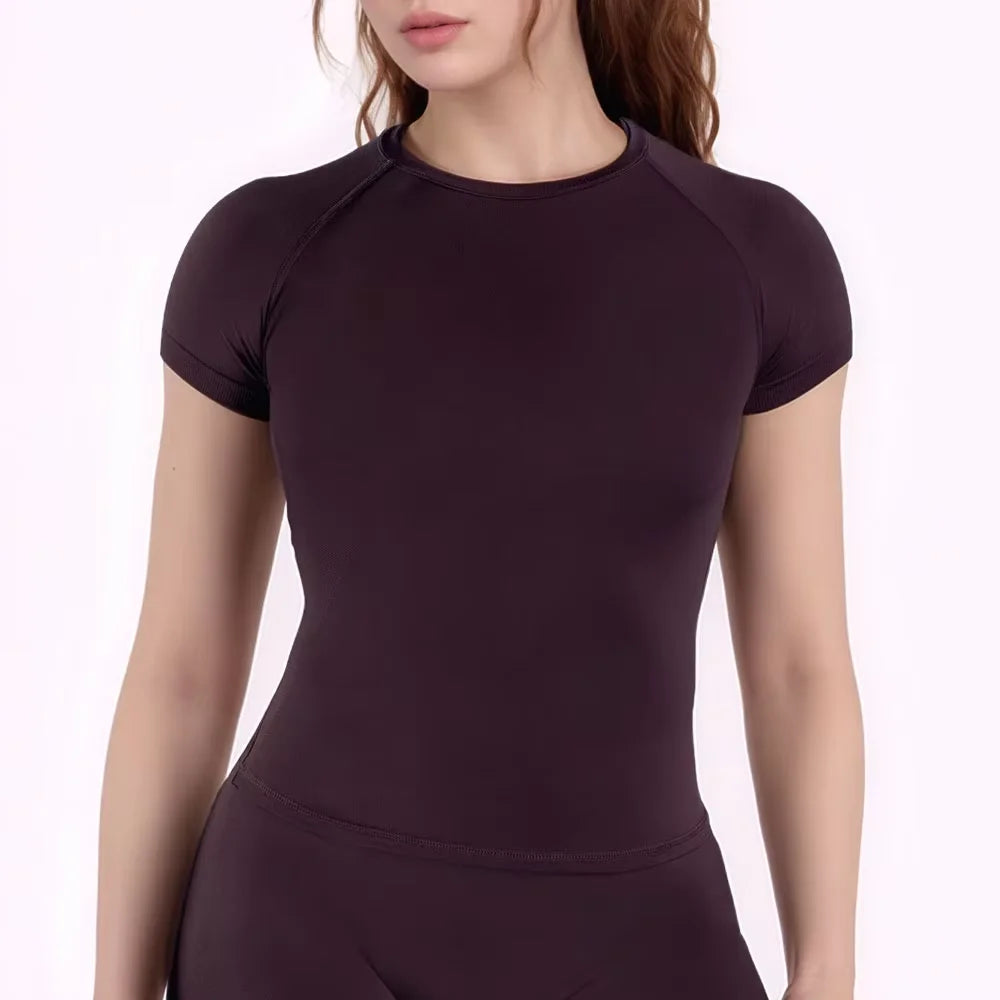 Women's Quick-Dry Sport Short Sleeve Gym Top — Seamless Breathable Yoga & Fitness Tee | XS–XL