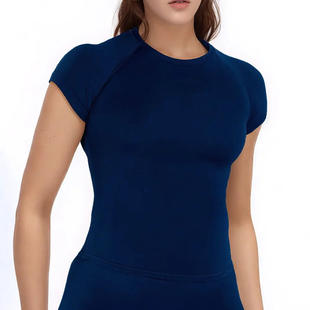 Women's Quick-Dry Sport Short Sleeve Gym Top — Seamless Breathable Yoga & Fitness Tee | XS–XL