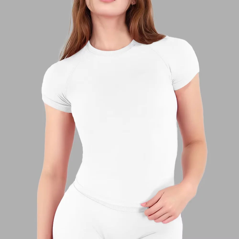 Women's Quick-Dry Sport Short Sleeve Gym Top — Seamless Breathable Yoga & Fitness Tee | XS–XL