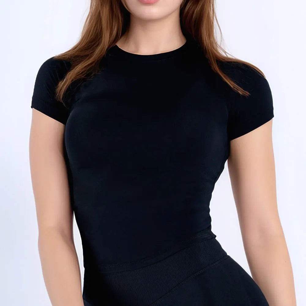 Women's Quick-Dry Sport Short Sleeve Gym Top — Seamless Breathable Yoga & Fitness Tee | XS–XL