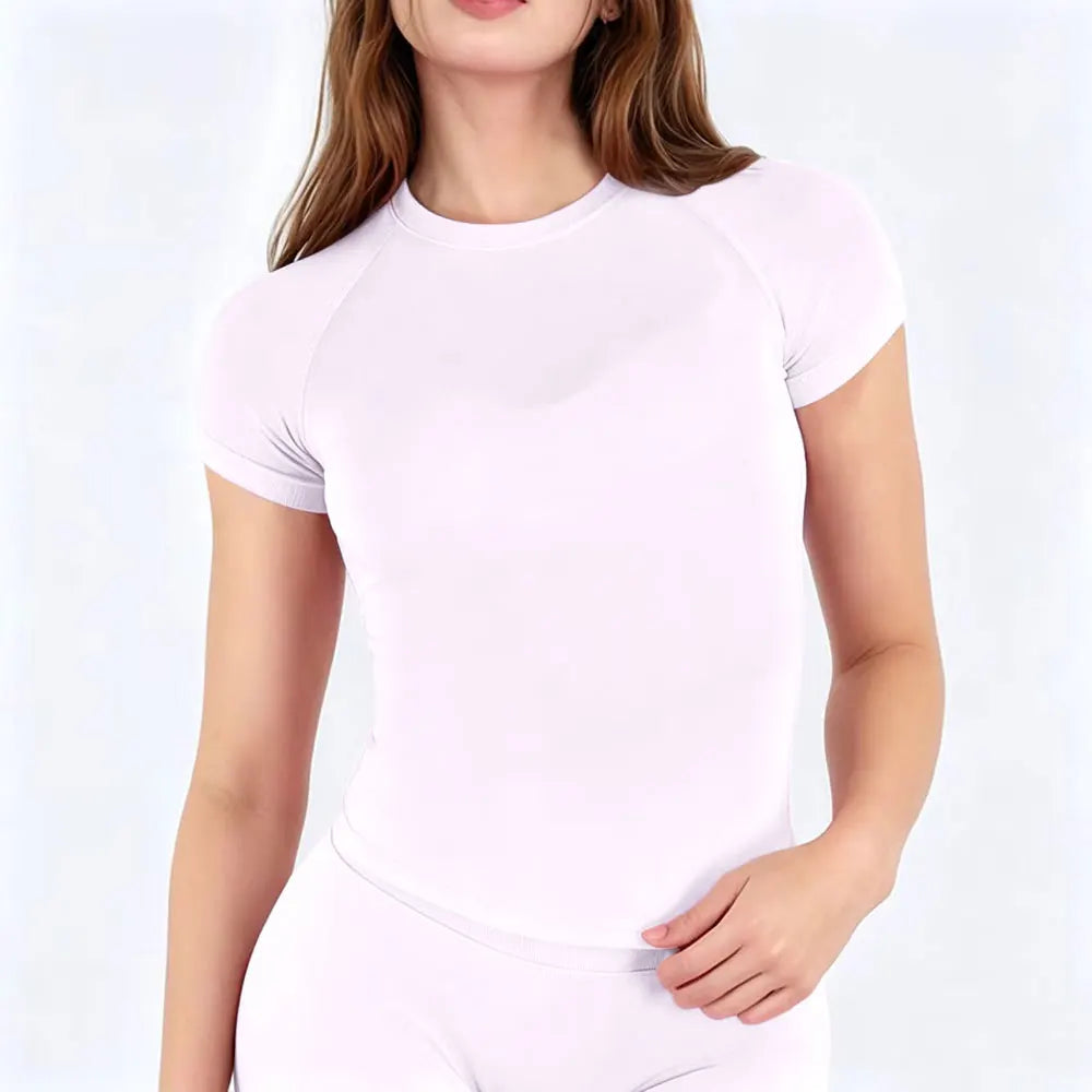 Women's Quick-Dry Sport Short Sleeve Gym Top — Seamless Breathable Yoga & Fitness Tee | XS–XL