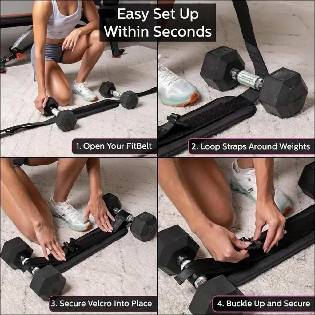 Fit Nation Pro Adjustable Hip Bridge Weighted Belt — Glute & Booty Training, Home Gym Strength Belt for Men & Women