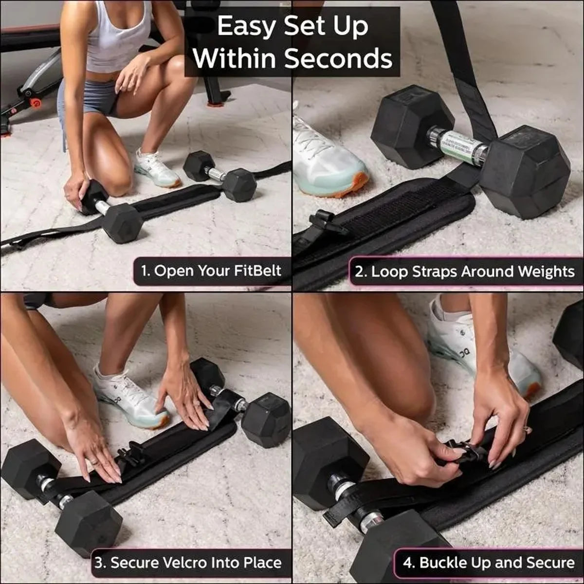 Fit Nation Pro Adjustable Hip Bridge Weighted Belt — Glute & Booty Training, Home Gym Strength Belt for Men & Women