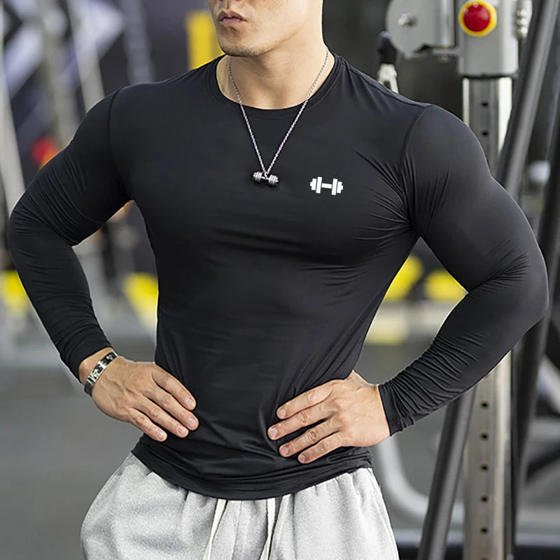 Men's Compression Long Sleeve Gym Shirt — Quick-Dry Base Layer | Breathable, M–XXL