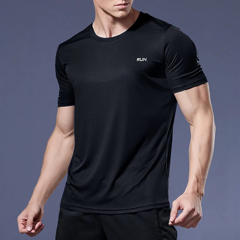 Men's Quick-Dry Bodybuilding Gym T-Shirt – Short Sleeve Summer Sport Top