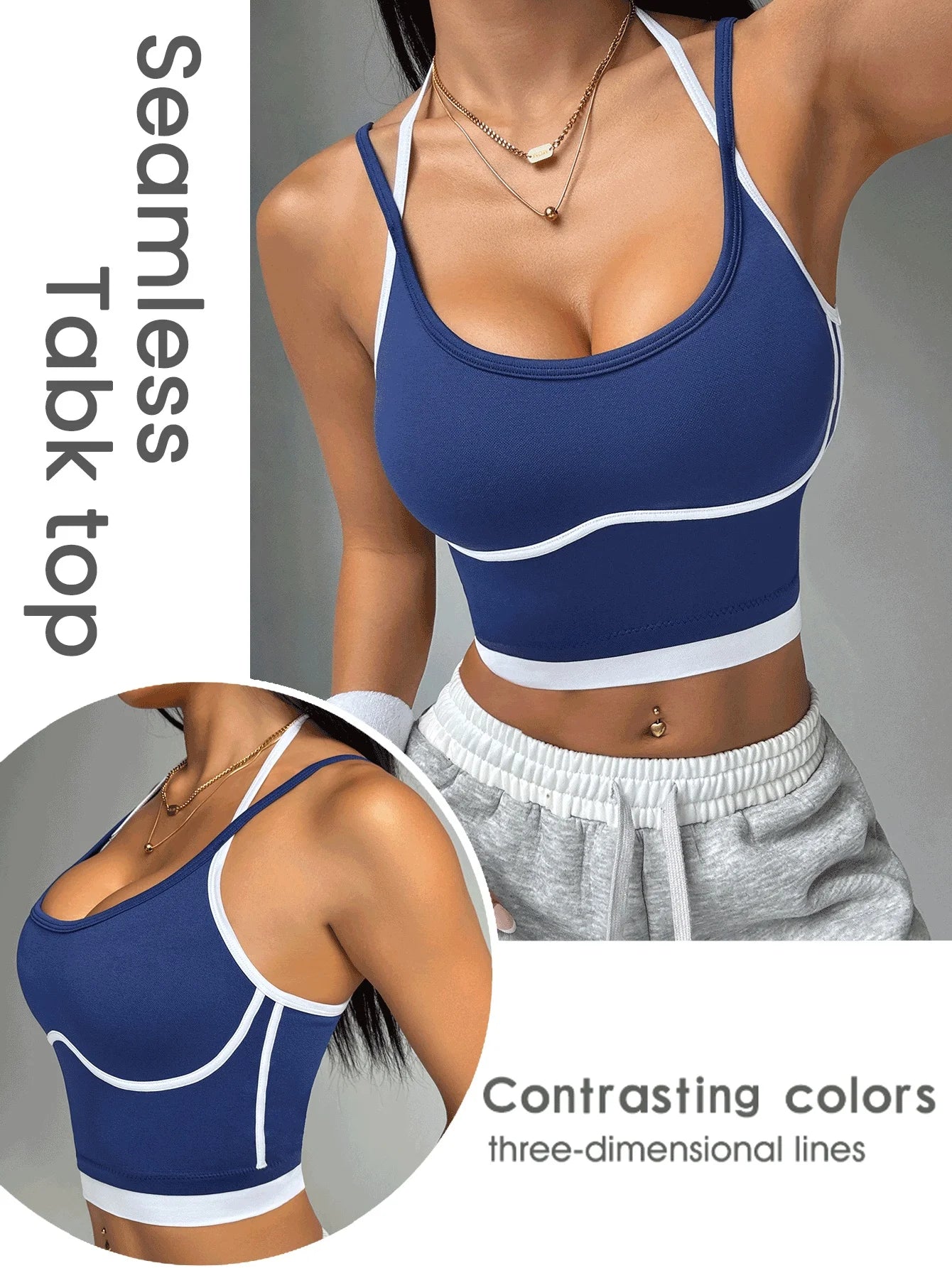 Women's Color-Block Sports Bra Vest | Shock-Absorbing Fitness Running & Yoga Top
