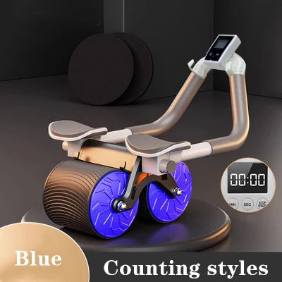 Fit Nation Pro Ab Roller Wheel with Elbow Support & Knee Pads — Digital Timer, Auto-Rebound, Phone Holder