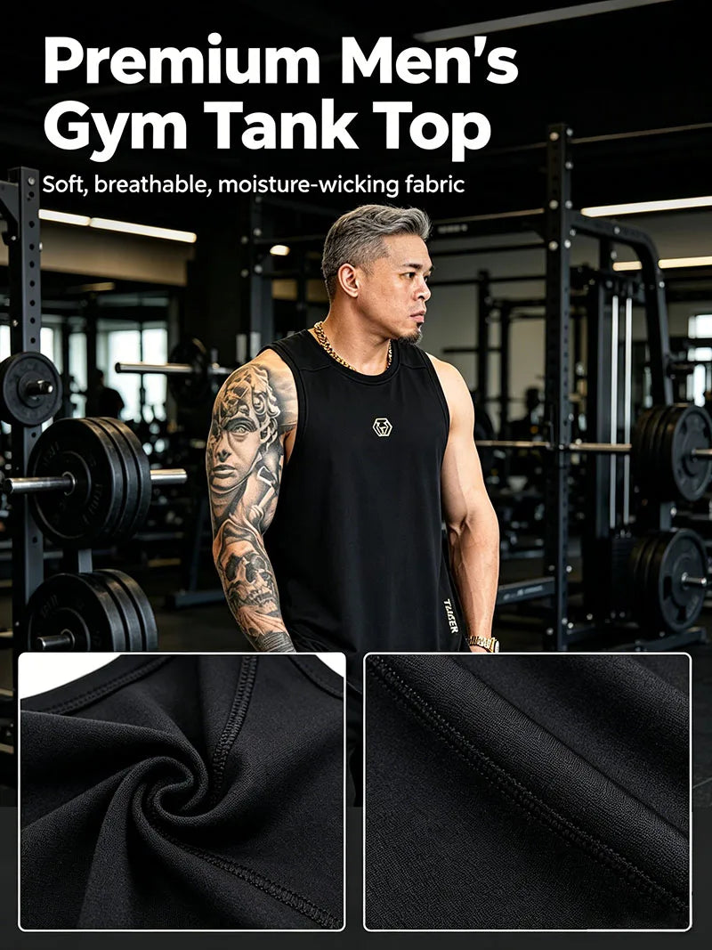 Men's Loose Fit Sleeveless Gym Tank Top — Side Zipper Pocket | Cotton Blend, M–2XL