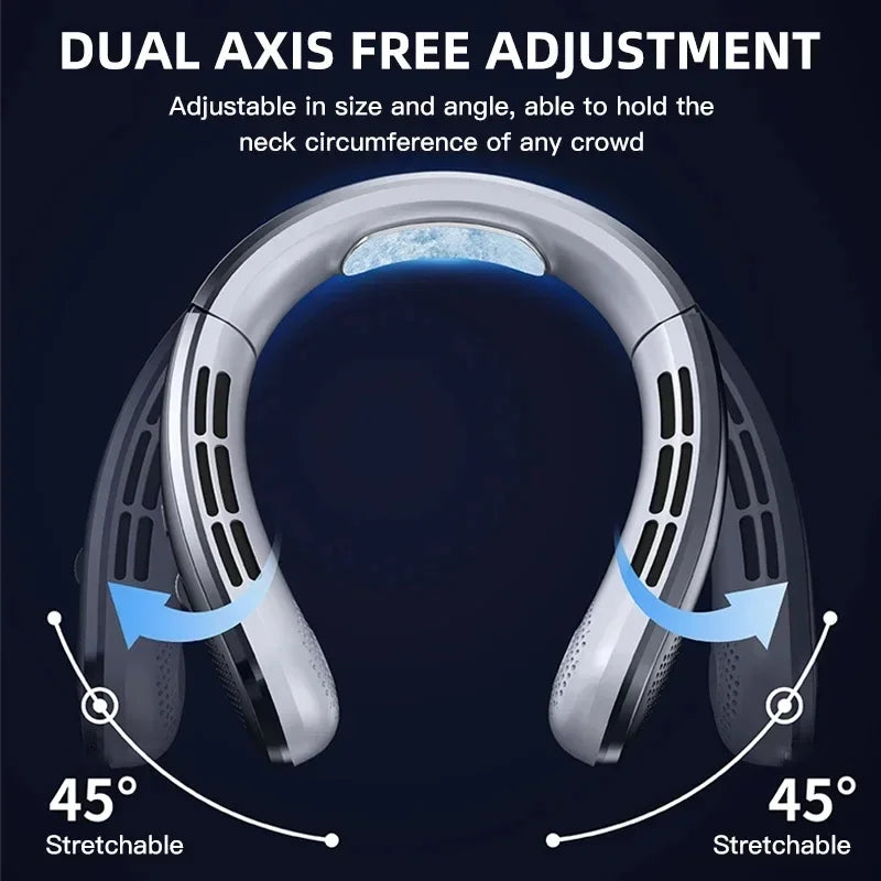 Portable Bladeless Neck Fan — 8000mAh, 100 Speed Settings, LED Display, USB Rechargeable