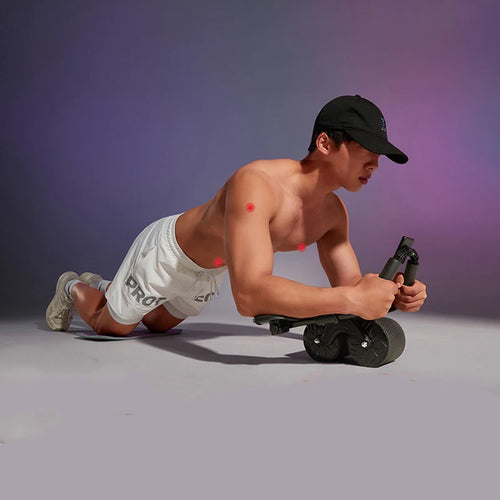 Fit Nation Pro Ab Roller Wheel with Elbow Support & Knee Pads — Digital Timer, Auto-Rebound, Phone Holder