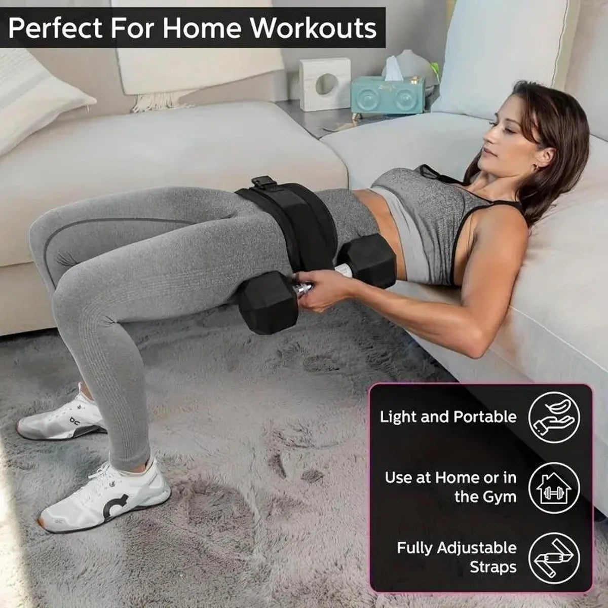 Fit Nation Pro Adjustable Hip Bridge Weighted Belt — Glute & Booty Training, Home Gym Strength Belt for Men & Women